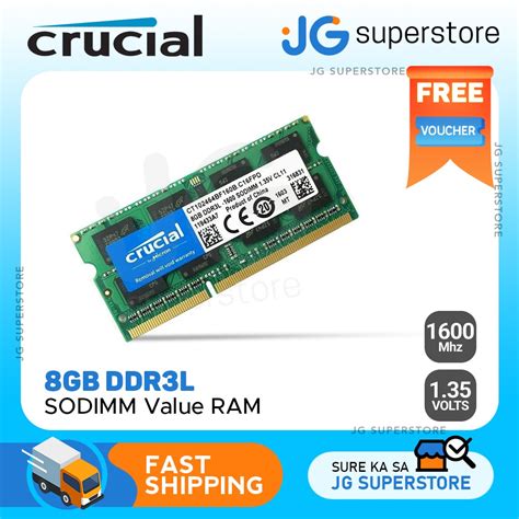 Crucial 8GB Single DDR3L 1600 SODIMM CL11 1.35V Laptop Memory R.